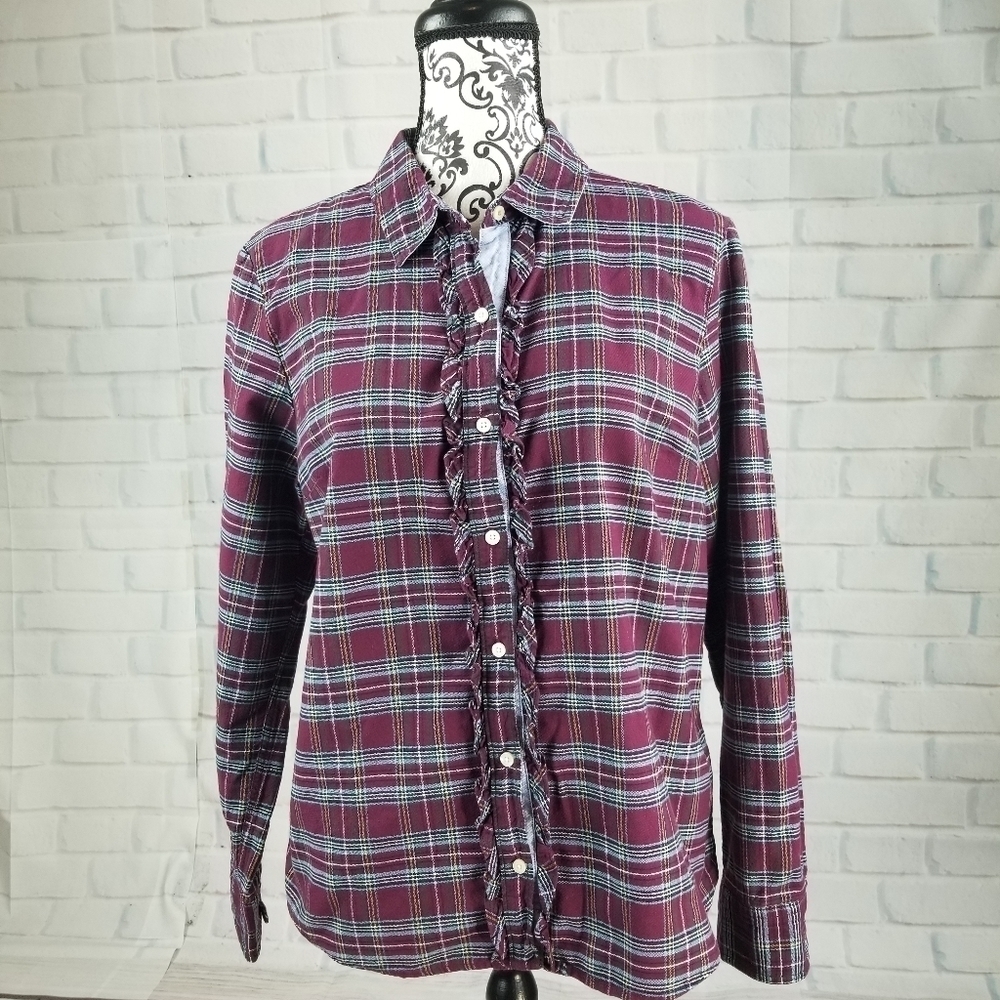 Tommy Hilfiger size L long sleeve plaid print top